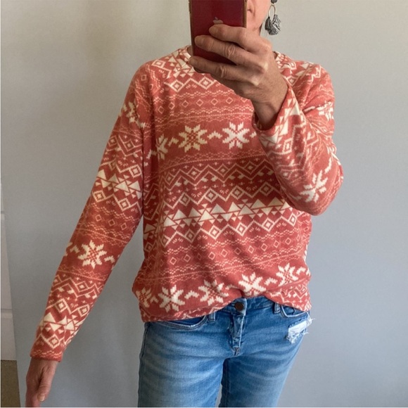 Brushed Hacci Fair Isle Geo Print Long Sleeve Top - Picture 9 of 9